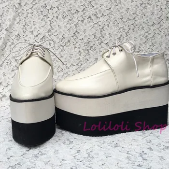 

Punk shoes Big shoes / special custom shoes black and white thick bottom lace Ivory shoes custom an1304-3 documentary Muffin