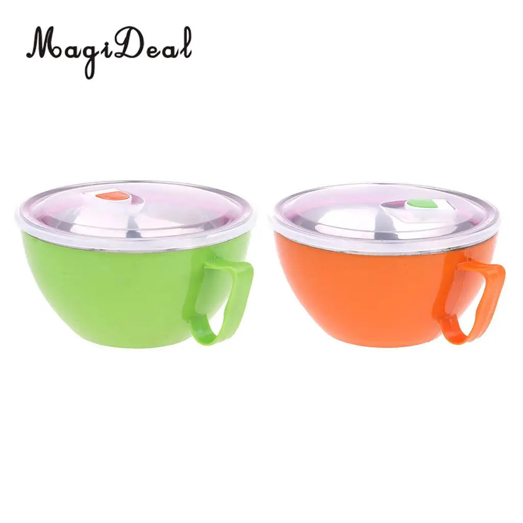 High Quality 2Pcs Insulated Food Container Thermal Round Bowl Lunch Dinner Box for Camping Hiking Travel BBQ Cooking Supplies
