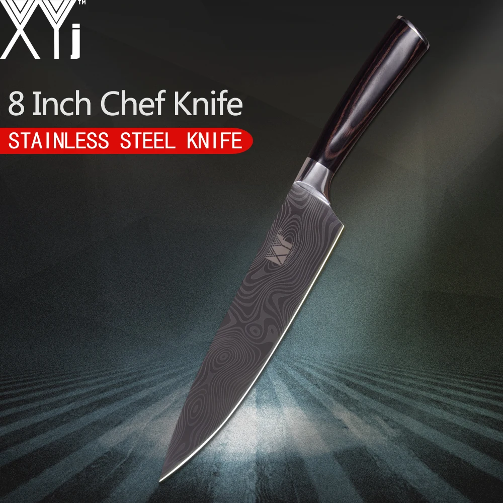 XYj Ultra thin Blade Stainless Steel Kitchen Knife 7Cr17 Damascus Vein