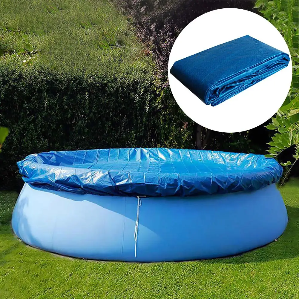 Blue Round Swimming Pool Cover Dust Rainproof Pool Cover Tarpaulin Durable For Family Garden Pools Swimming Pool& Accessories