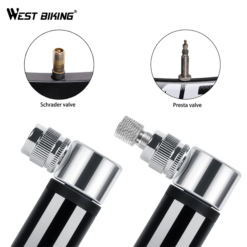 WEST BIKING Aluminum Alloy Bicycle Pump 120 PSI Schrader Presta Road Mountain MTB  Bike Air Pump Cycling Tire Inflator Bike Pump