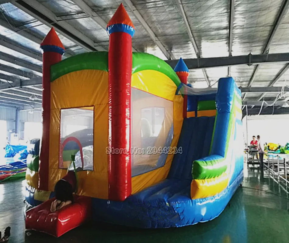 

Customized PVC commercial inflatable Castle with slide bouncer combo Air Blower for outdoor