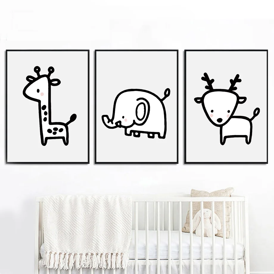 Line-Deer-Giraffe-Elephant-Wall-Art-Canvas-Painting-Nordic-Posters-And-Prints-Black-White-Wall-Pictures(3)