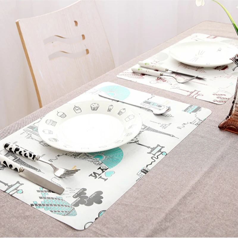 

Europe Placemat For DiningTable WaterProof Bowl Printing Coasters Heat-insulated Tableware Non-slip Placemats For KitchenTable