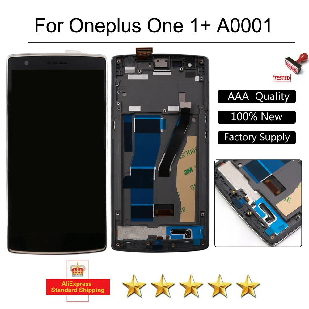 Prix pour Noir tactile digitizer écran lcd assemblée d'affichage + cadre pour oneplus one 1 + a0001 + kit de réparation 100% de travail Prix pour Noir tactile digitizer écran lcd assemblée d'affichage + cadre pour oneplus one 1 + a0001 + kit de réparation 100% de travail