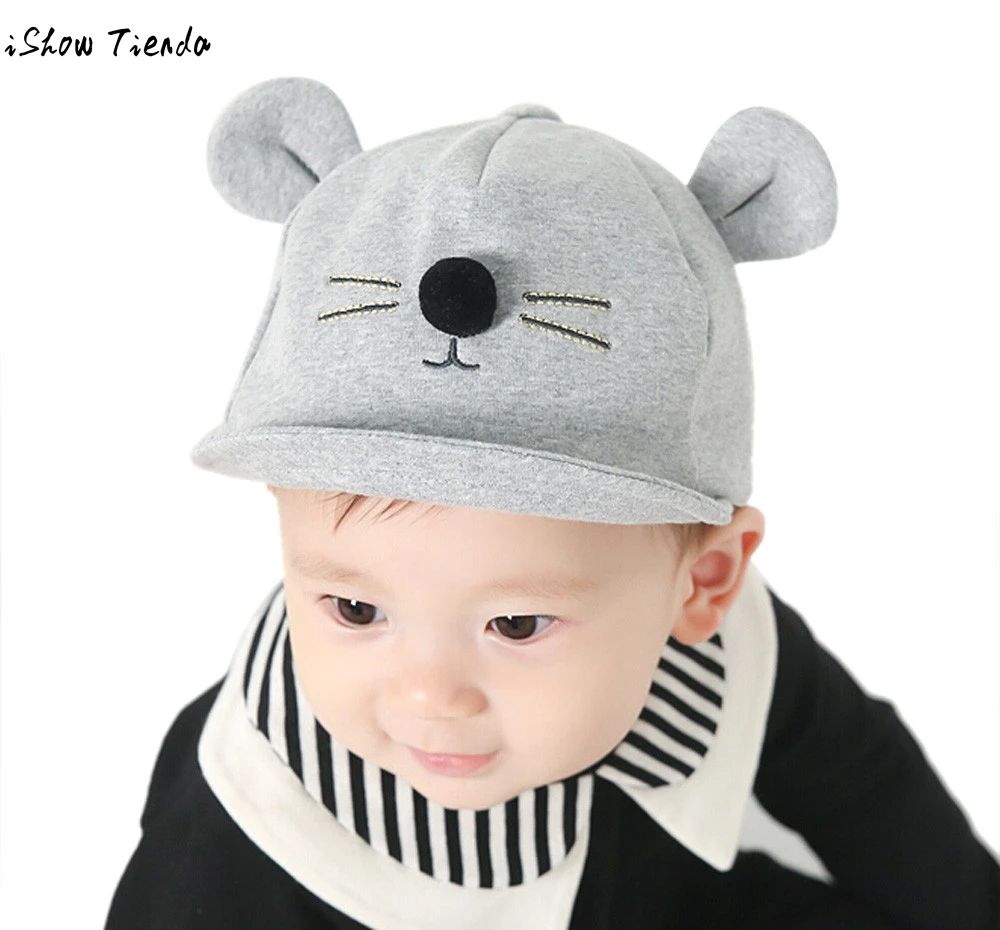 Winter Hats For Kids Bunny Little Mouse Shape Baseball Cap Cotton Peaked Hat Baby Helmet Bone Infantil | Детская одежда и обувь
