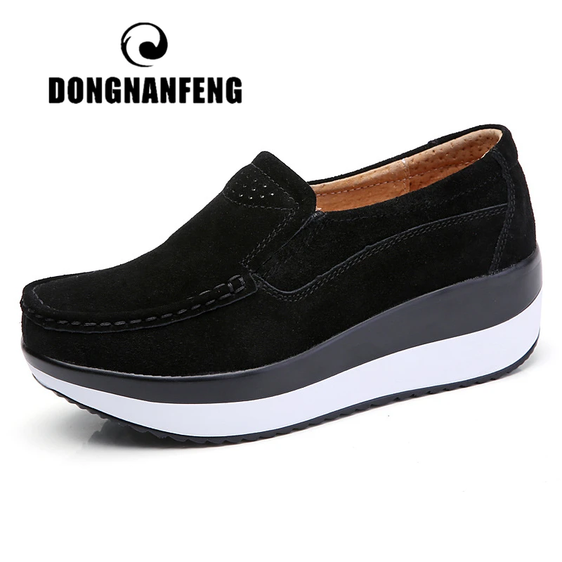 US $19.53 Dongnanfeng Womens Woman Female Ladies Cow Suede Genuine Leather Shoes Flats Loafers Platform Moccasins Elegant Slip On Px3213