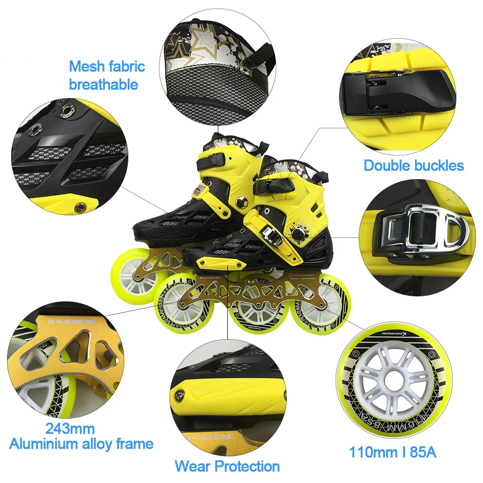 المهنية الكبار سرعة الأسطوانة أحذية التزلج للتغيير سباق التعرج سرعة Patines شحن التزلج سباق الزلاجات الحذاء 3*110 ملليمتر عجلة IC01