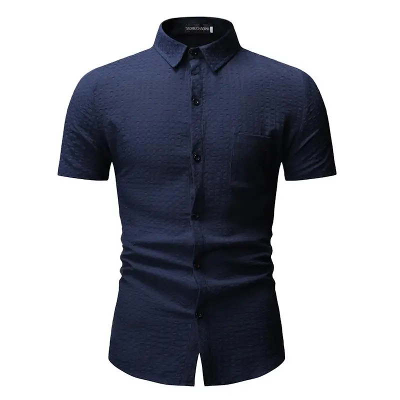 

Mens dress Shirts Short sleeve Plaid Design Social Shirt Men Blouse Men's clothing Slim fit Casual New Gray Red navy