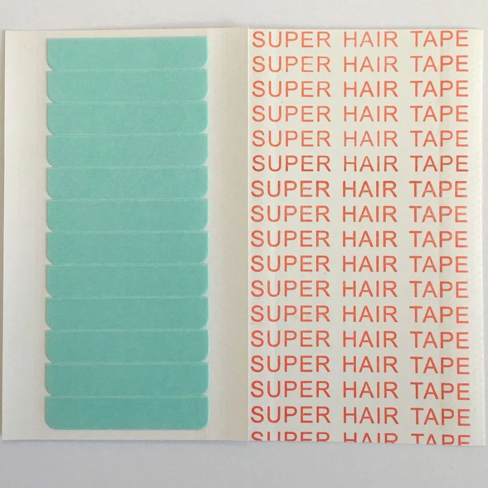 60 pcs/Lot 5 sheets 0.8cm*4cm Blue Super thin hair tape for double side
