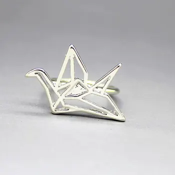 

Wholesale 10pcs/Lot Cute Origami Crane Ring Cute Little Bird Wedding Rings for Women Gold Silver Rose Gold Color