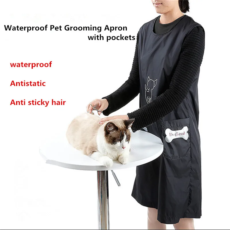DogLemi Waterproof Pet Grooming Apron With Pockets Dog Bathing Suit