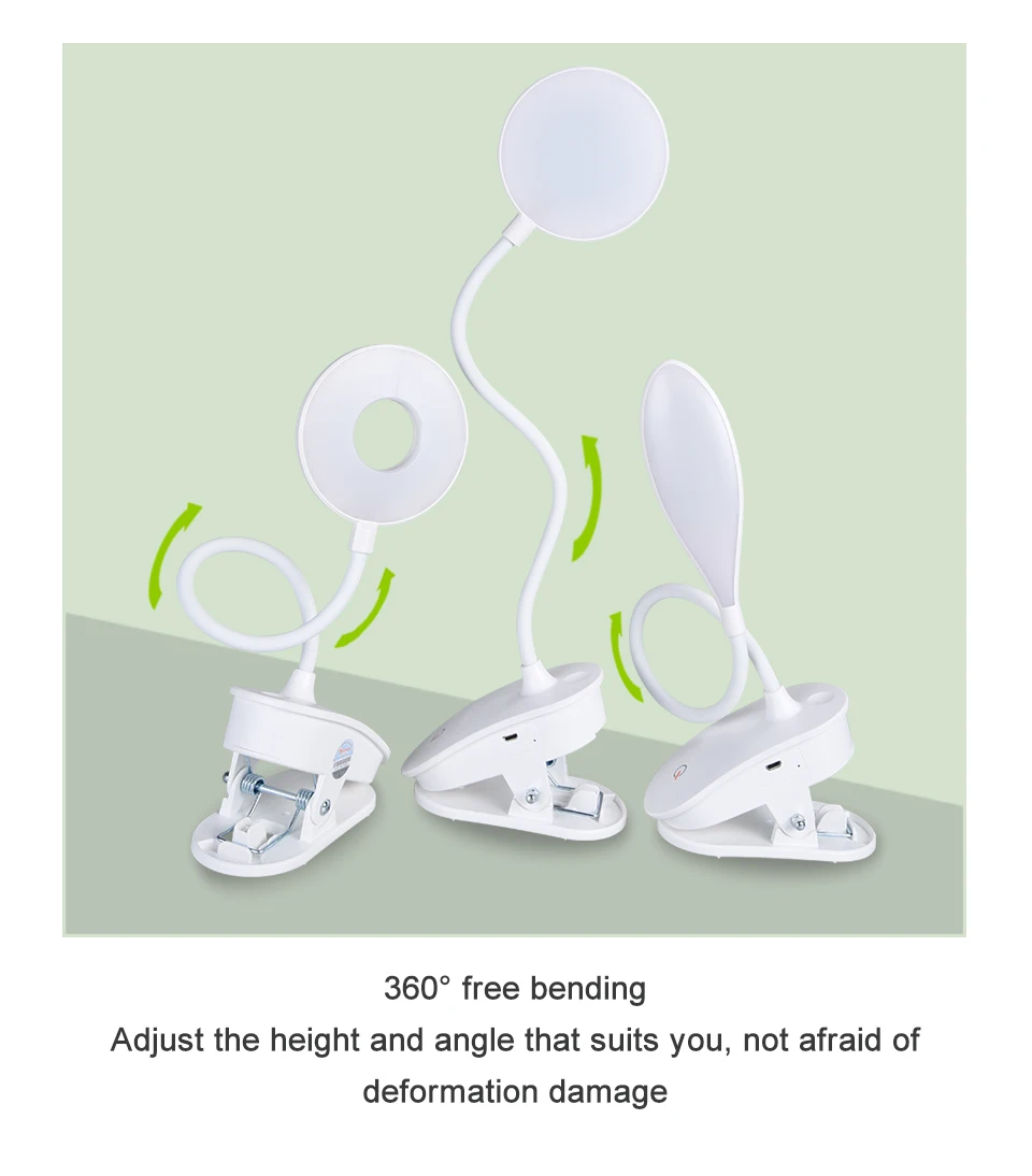 EeeToo USB Rechargeable LED Night Light for Children Desk Lamp Eye Protection LED Table Lamp with 18650 Battery Clip Night Lamp (9)
