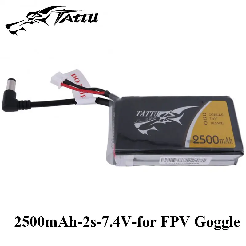 Литий-полимерный аккумулятор tattu 2s 2500mAh Lipo 7,4 V FPV Goggle Аккумулятор для очков Fatshark HDO RC инструменты аксессуары FPV части