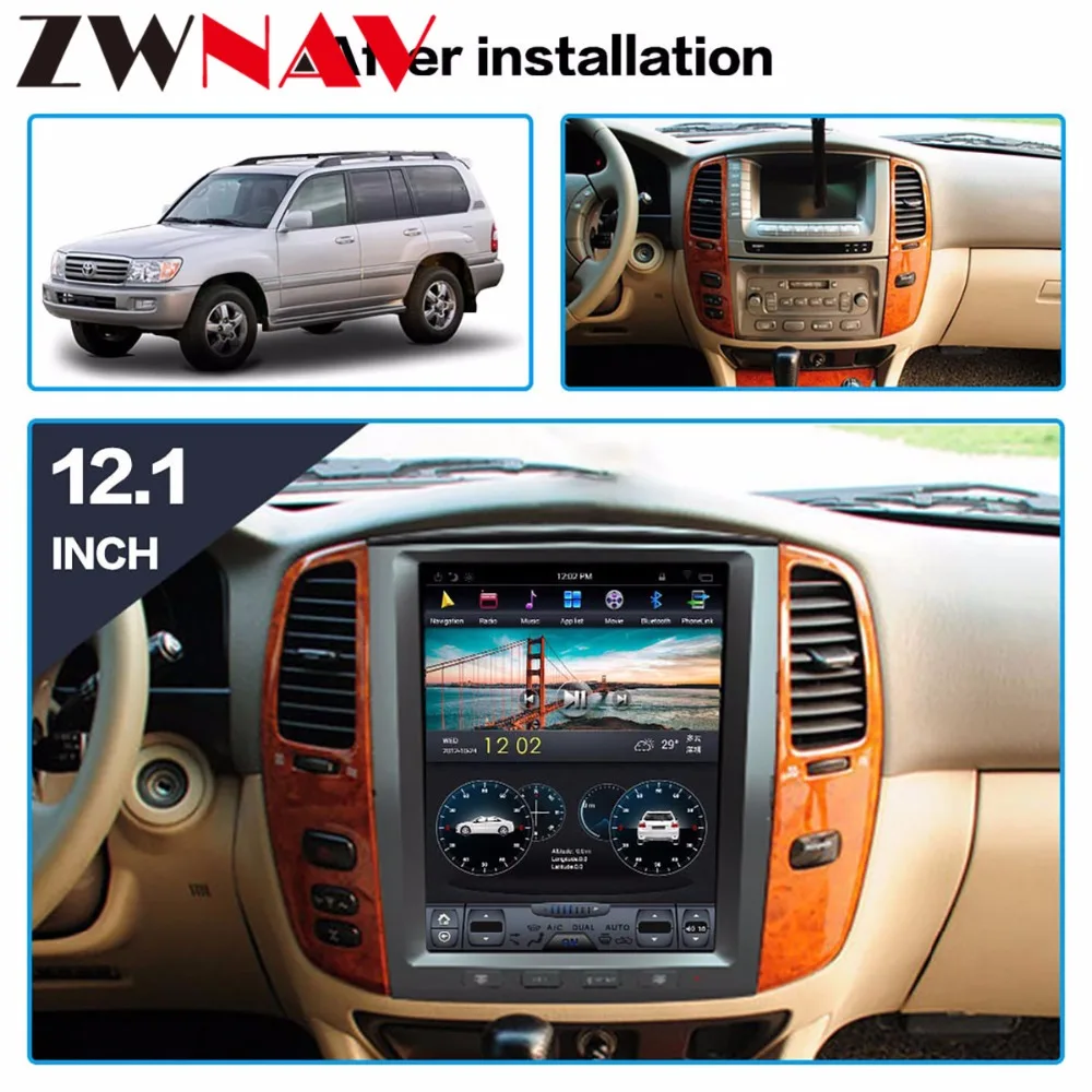 Clearance PX6 4+64 Tesla vertical screen Android 8.1 Car dvd Multimedia Player unit for Toyota land cruiser lc100 2002-2007 GPS Navi Radio 1
