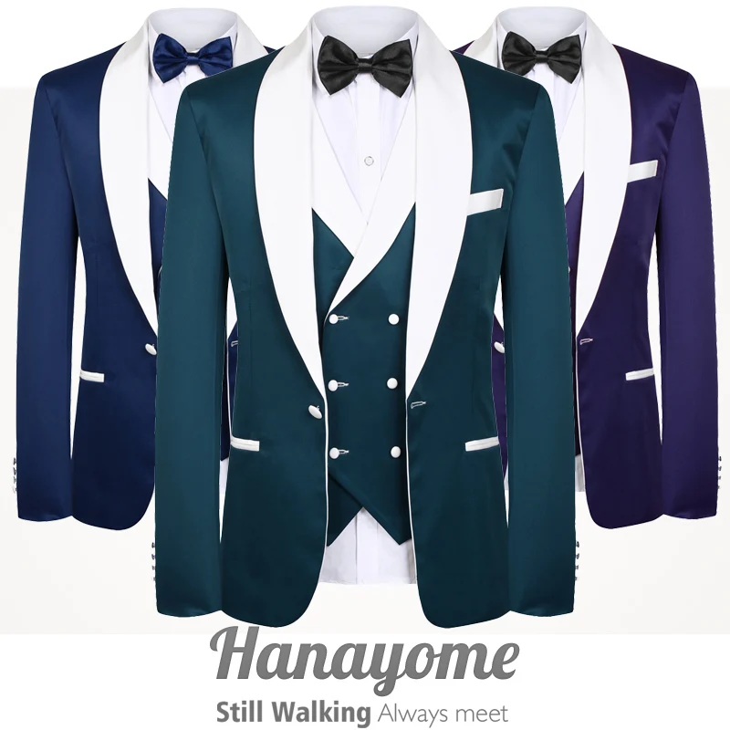 

Mens Wedding Suits Groom Plus Size 4XL 3 Pieces(Jacket+Vest+Pant) Slim Fit Casual Free Custom Tuxedo Suit Male