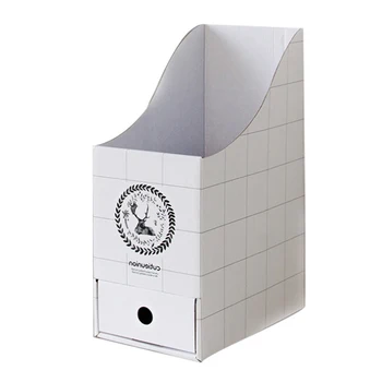 

Office File Holder Tabletop Storage Rack Sundries Organizer With Drawer Paper Board Storage Shelf Light Grey
