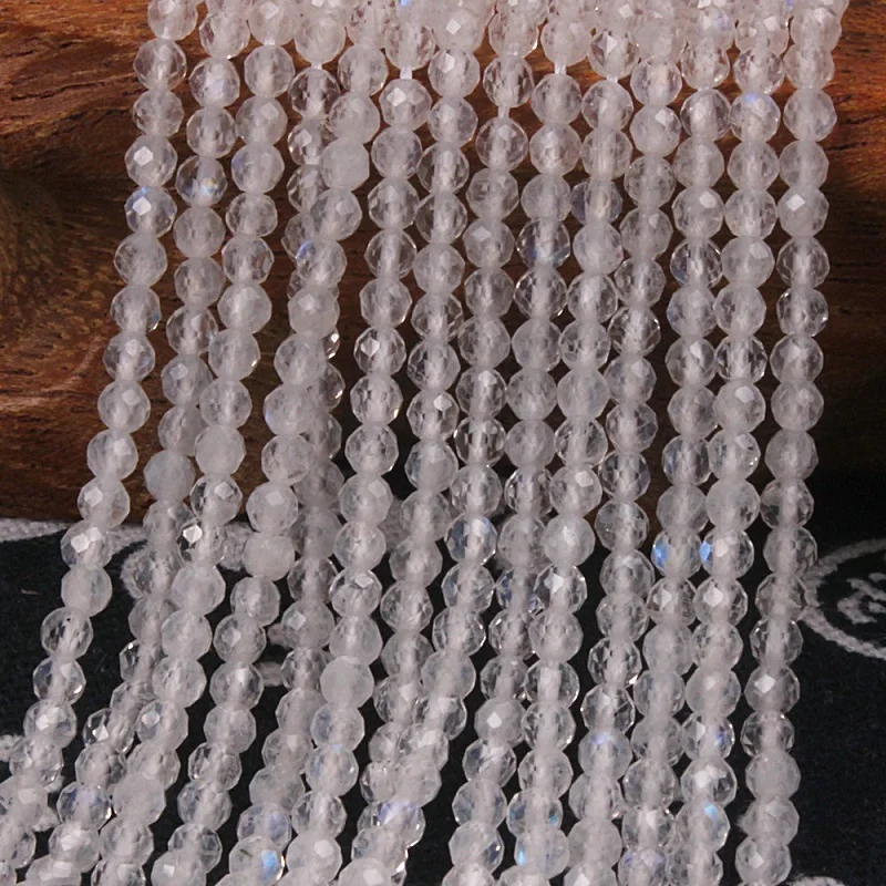 2mm 3mm Natural Blue Moonstone Gemstone Faceted Round Loose Beads DIY Accessories for Necklace Bracelet Earring Jewelry Making | Украшения