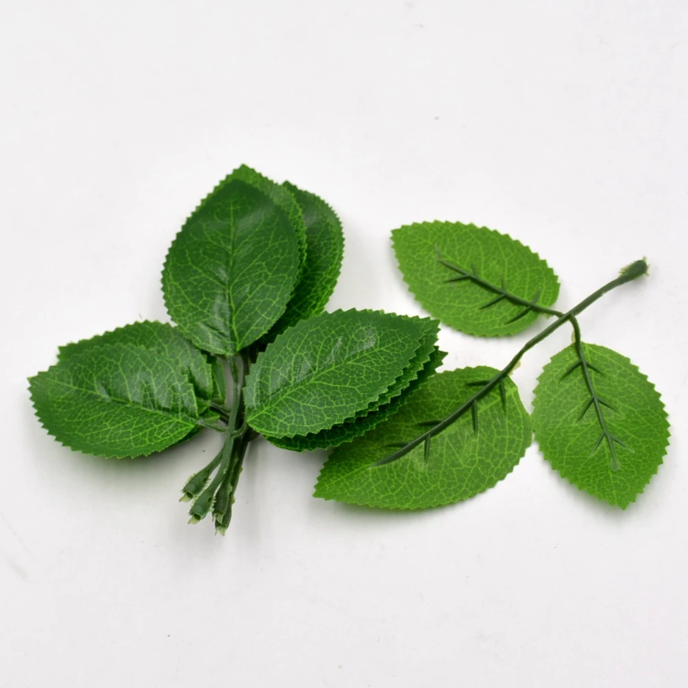 

5pcs Artificial Flower Leaf High Simulation Green Leaves For Wedding Home Decoration DIY Scrapbooking Flores Craft Fake Flowers