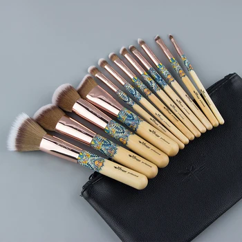 

Anmor 12Pcs Synthetic Hair Bamboo Makeup Brushes Set Foundation Powder Contour Duo Fibre Eyeshadow Blending Make Up Brush