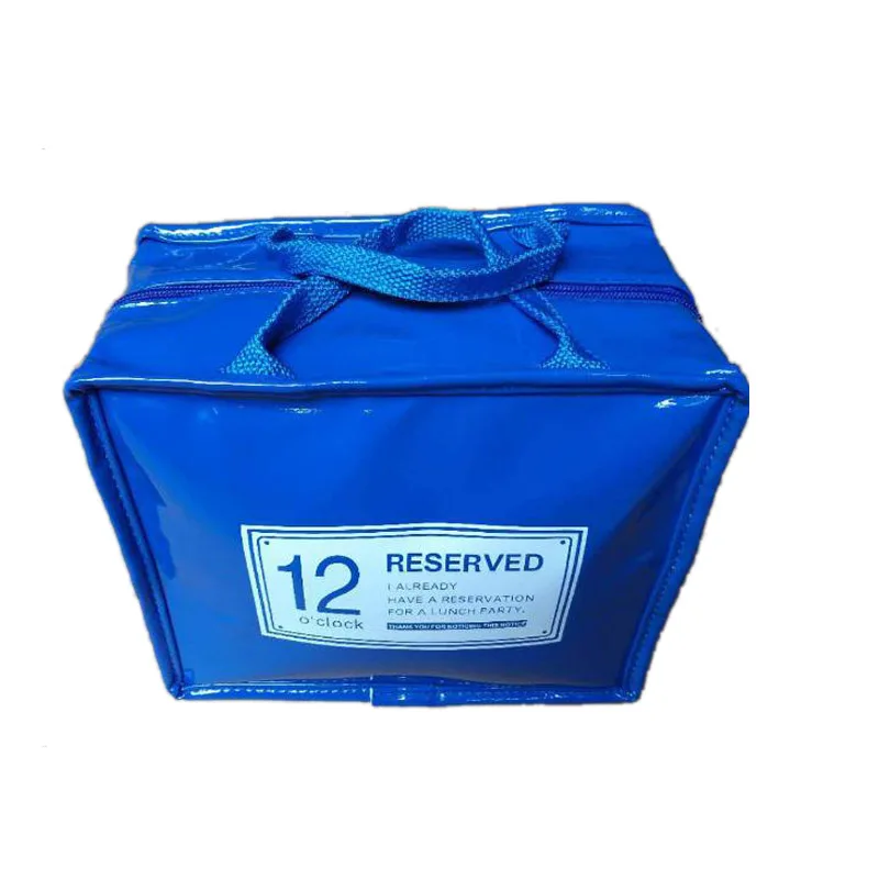 Новая искусственная Яркая кожаная переносная изолирующая сумка, портативная лакированная кожаная сумка для пикника, сумка для обеда, практичная изоляционная сумка - Цвет: Синий