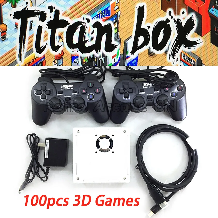 US $247.99 Wholesale Childrens Play station 3D Titan box Super Multi Arcade Game TV Box with 2 USB joystick gamepad up to 4 players HDMI