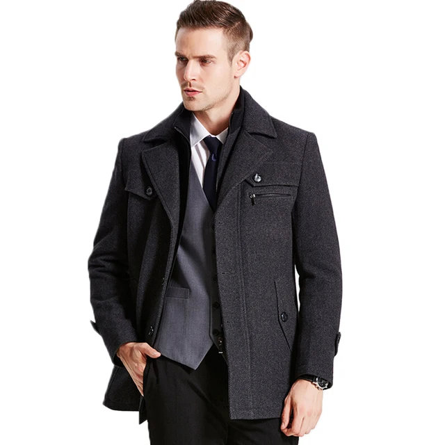 2017 Winter Wool Coat Men Thick Warm Windbreaker Jacket Mens Woolen