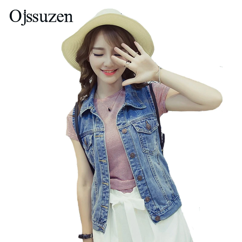 

S-3XL 4XL Plus Size Denim Vest Women Coat Spring Summer Vest Jeans Coats Female Vest Short Sleeveless Denim Outerwear
