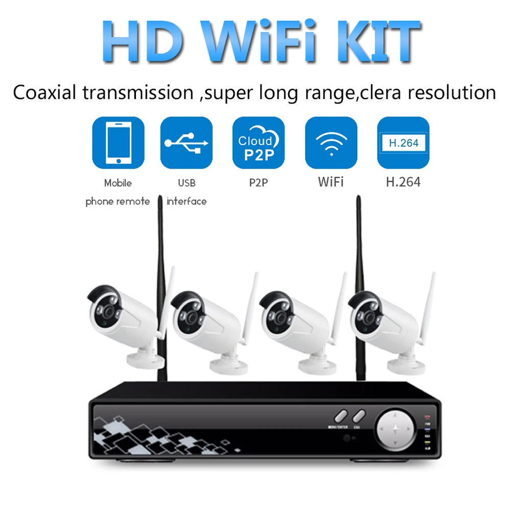 PUAroom 4CH IP Full HD IP66 Водонепроницаемая наружная беспроводная камера с ночным
