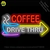 NEON SIGN For Coffee Drive Thru with Right Arrow BAR PUB Club Room display Restaurant Shop Light Signs neon signs for sale