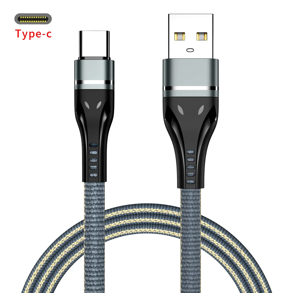 Кабель USB type C USB-C для быстрой зарядки мобильных телефонов, Кабель зарядного устройства USBC для samsung Galaxy S10 S9 huawei Xiaomi Redmi usb type-C - Цвет: Grey