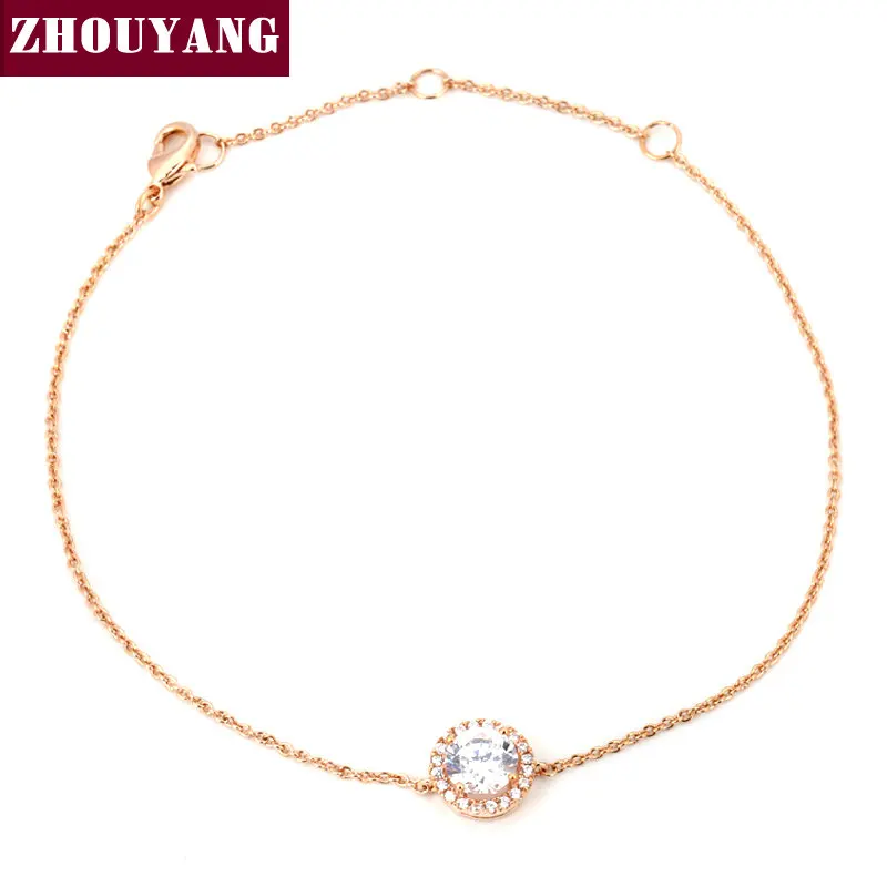 Round Micro Mosaic CZ Rose White Gold Plated font b Bracelet b font Jewelry Austrian Crystal