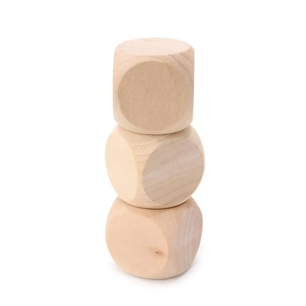 

40mm Blank Wood Dice Kid Toys Printing Engraving Write Painting DIY Family Game