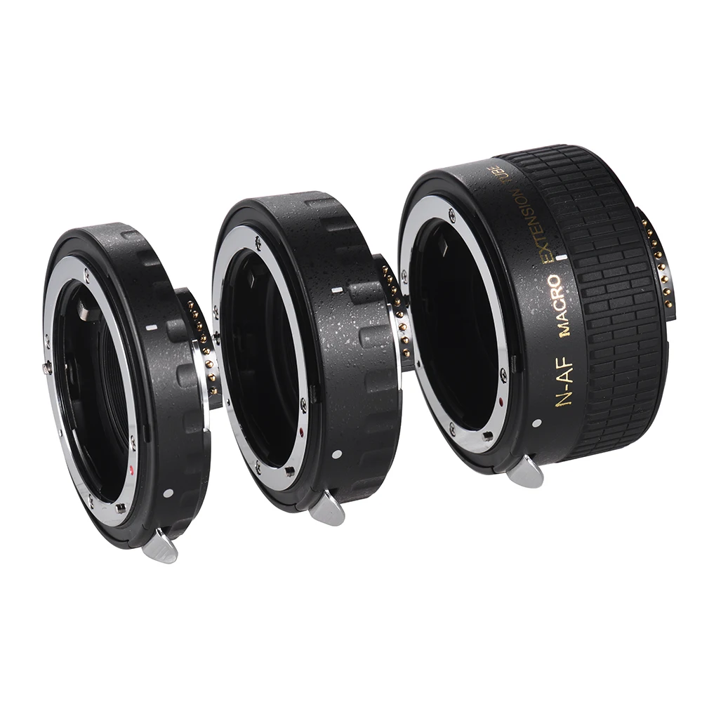 

2018 Andoer Auto Focus Macro Ring Lens Extension Tube Set Copper AF Macro Lens Extension Tube Ring with Covers for Nikon