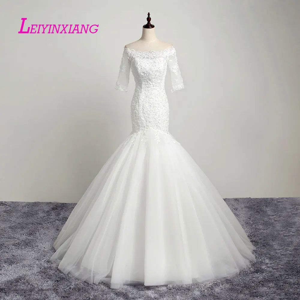 

LEIYINXIANG New Arrival Wedding Dress Bride Gown Vestido De Noiva Sexy Mermaid Sweetheart Backless Beading Appliques Princess