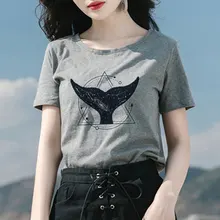 보그 고래 꼬리 프린트 tshirt cosmic belief 하라주쿠 빈티지 여름 탑 t 셔츠 여성 빈티지 streetwear vegan gothic t-shirt