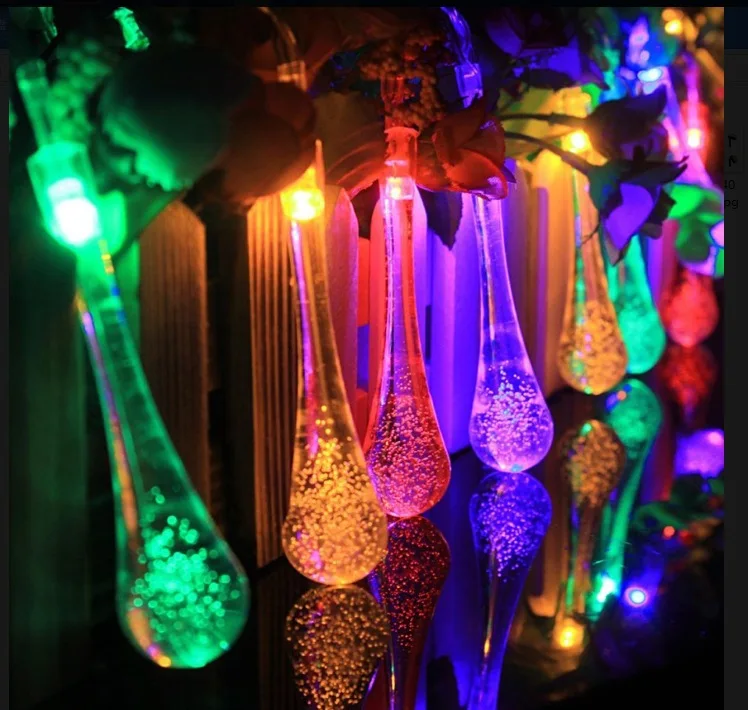 

[DBF]Solar Power Fairy String Lights 20LED Colorful Raindrop Solar Lamp Holiday Lighting Outdoor Garden Decoration String Lamp