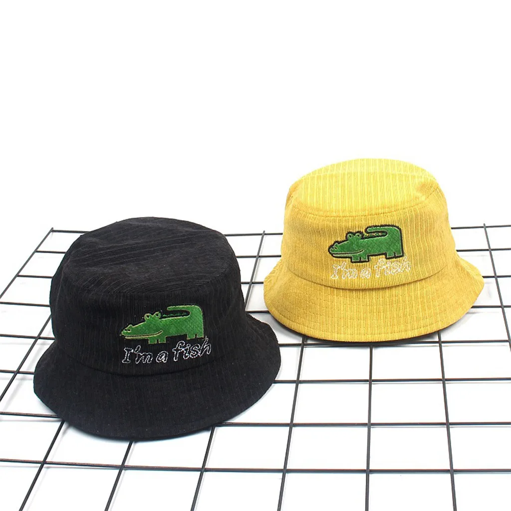 Уличная детская Рыбацкая шляпа из крокодиловой кожи с героями мультфильмов, шляпа-ведро, Солнцезащитный шлем, шапка, милые хлопковые шапки