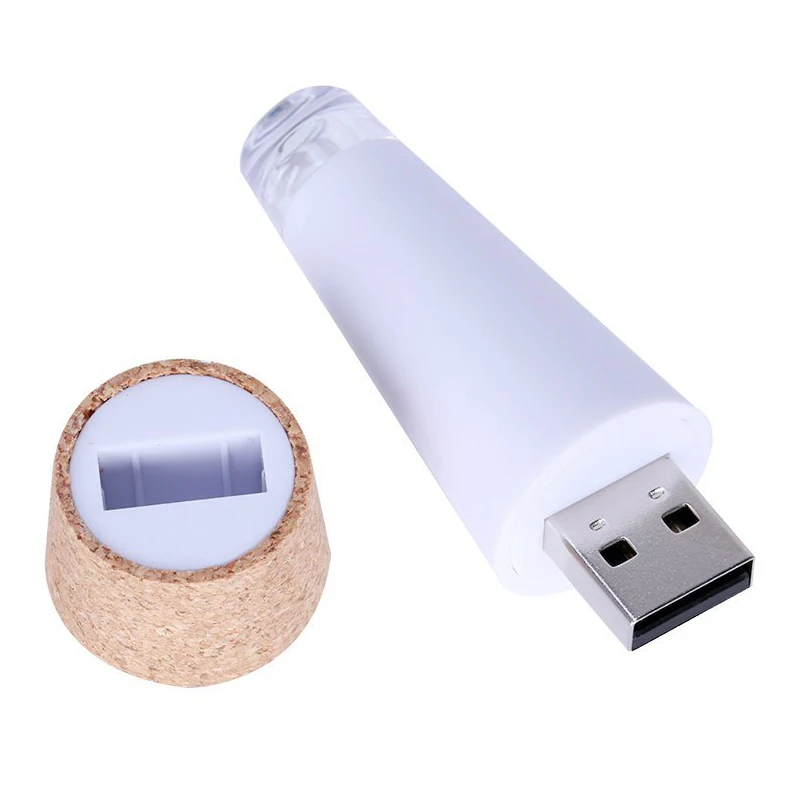 2 х USB Перезаряжаемый светодиодный светильник формы пробки Декор пустые бутылки вина-белый светильник