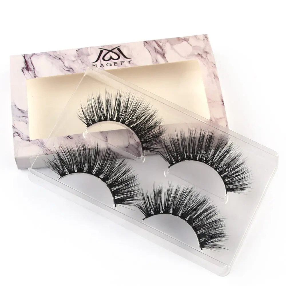 MAGEFY 2 Pairs/Pack Handmade Mink Eyelashes Natural Long 3D Lashes 1 Box Style False Lash Extension for Beauty|Накладные ресницы| |