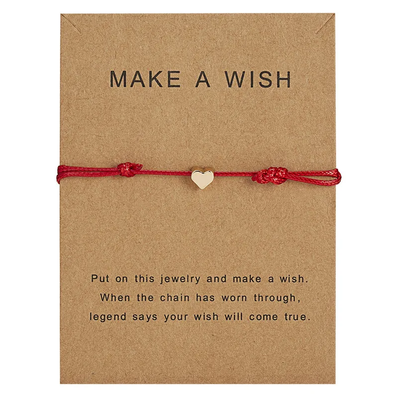 

Rinhoo 1PC Trendy popular Heart Shape Pendant Adjustable Rope Chain Bracelet With Card Board Female Charm Exquisite Jewelry Gift