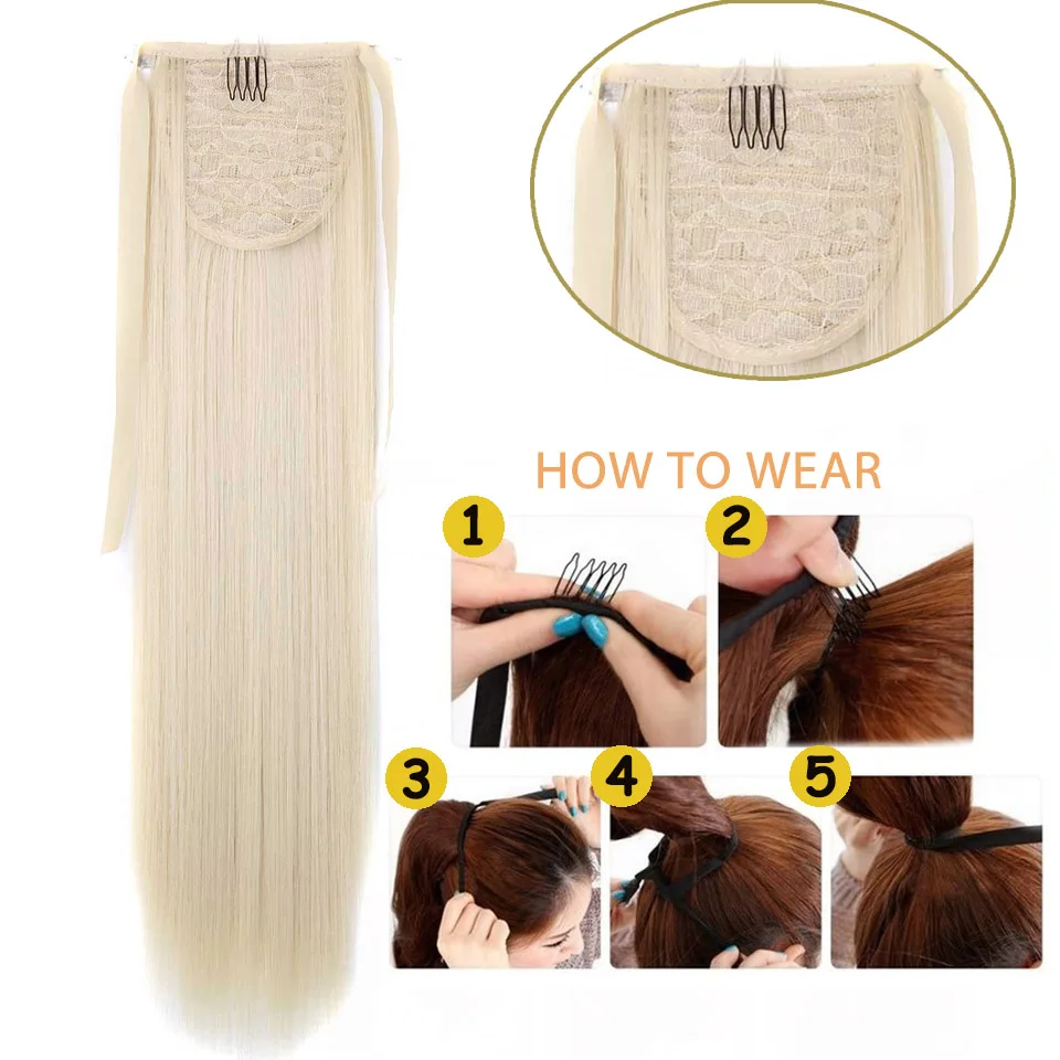 100g/piece 22 inch Long Ponytail Hair Extension Tail Hairpiece Straight Brown Synthetic Women's Hair High Temperature Fiber