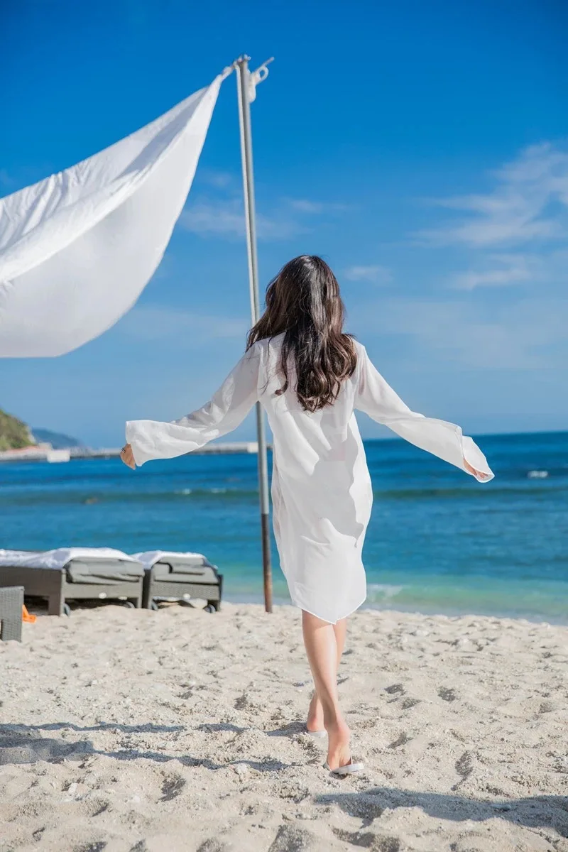 Пляжная одежда для женщин Комбинезоны платья парео De Plage закрытый Купальник летняя Этническая одежда шифоновая шаль сплошной акриловый