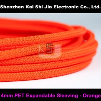 

Quality 200 Meters Round 4 mm High Density Orange Braided Expandable Sleeving With Good Packing