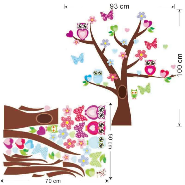 H01006 Совы Дерево наклейки на стену детский подарок декор для игровой комнаты Детская мультфильм наклейки для дома 1008. Животные настенные искусство цветы растение poster4.0 - Цвет: H01006