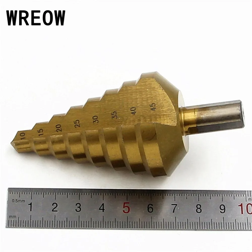10 45mm HSS Step Cone Drill Bit Titanium Hole Saw Cutter Tool Metal