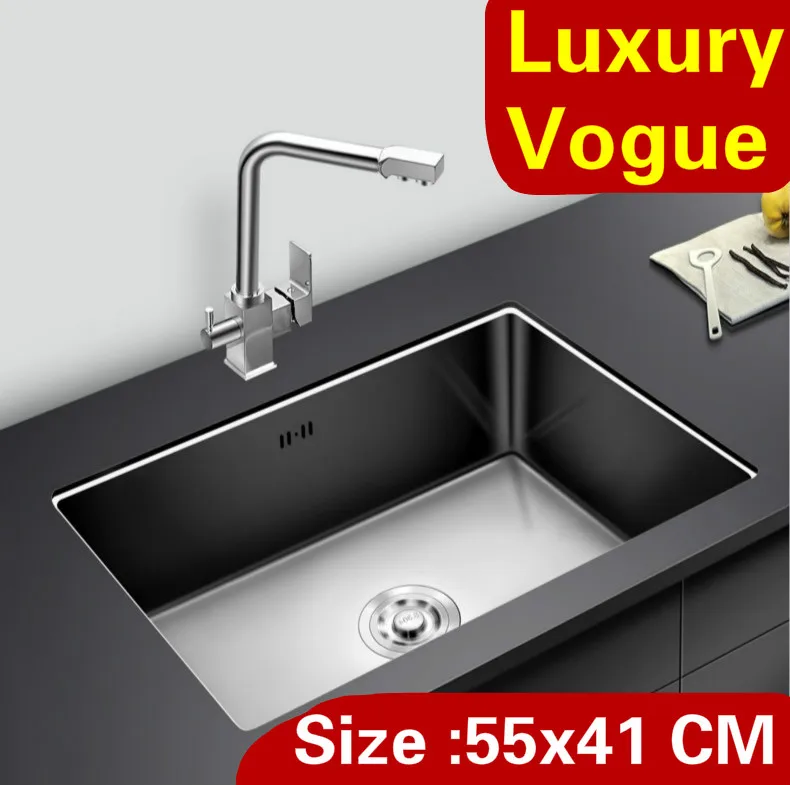 

Free shipping Home small kitchen manual sink single trough common wash vegetables 304 stainless steel hot sell luxury 55x41 CM