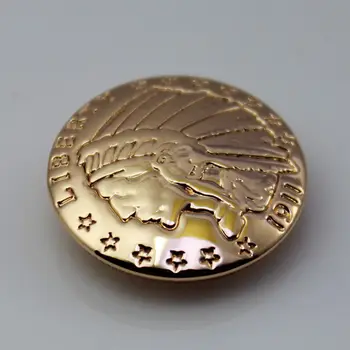 

(KBC03) Wholesale 50pc 7/8'' RERODUCTION COIN Native Indian Head CONCHO GOLD