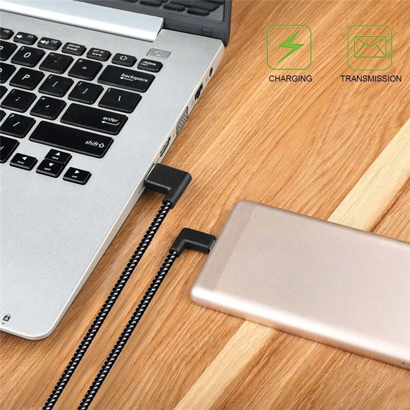 0 2/1/2 м L образный разъем USB Type c зарядный кабель угол 90 градусов нейлоновая оплетка