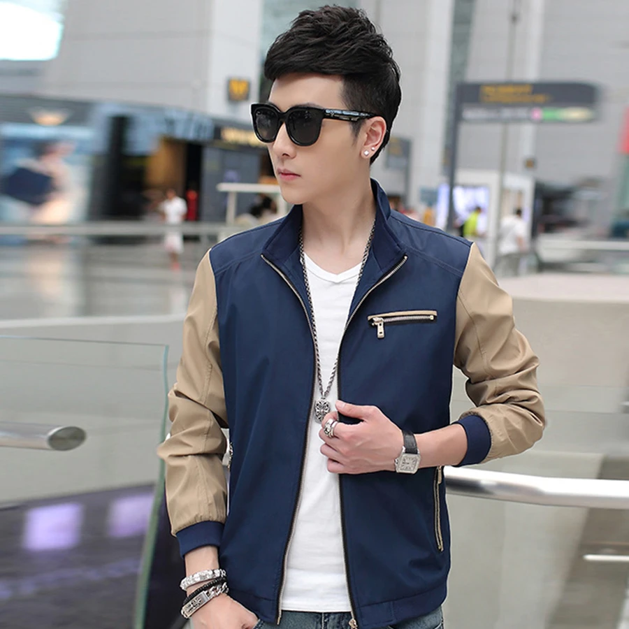 Nueva chaqueta de Otoño 2016 gran oferta de primavera para hombre, de sólida para chaqueta informal ajustada con cuello, chaqueta de talla grande M 5XL|fashion men jacket|mens fashion